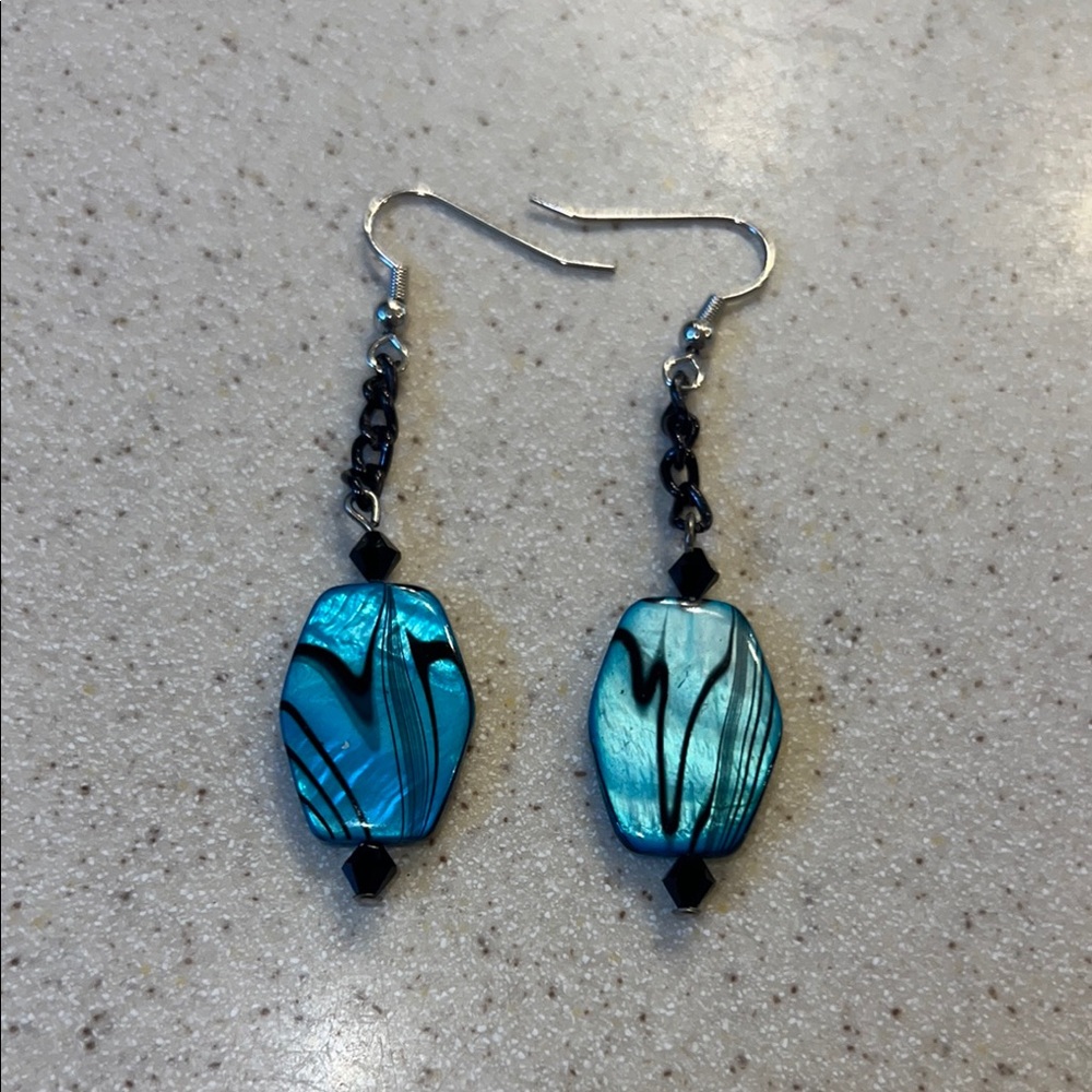 Elegant Blue and Black Earrings